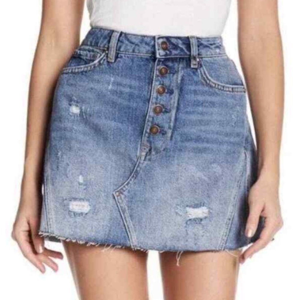 NWT Free People Blue Denim Mini Skirt